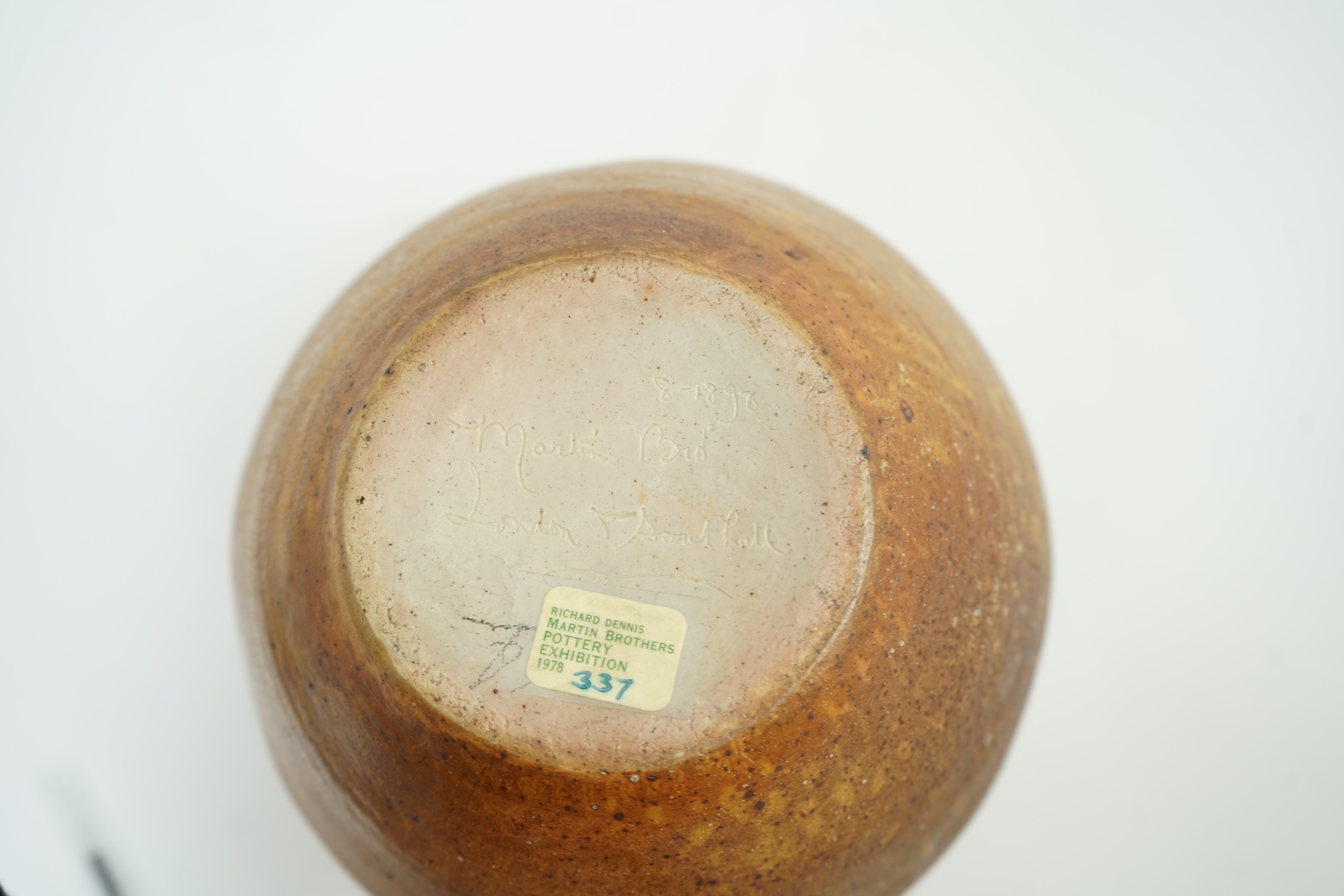 Martin Brothers: A stoneware 'marred' vase with collapsed neck
